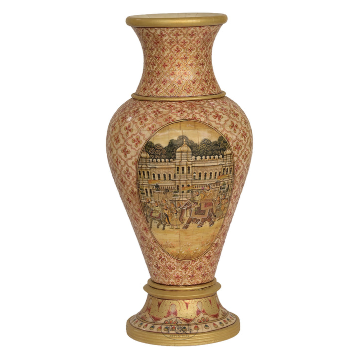 Wood and Camel Bone Painted Vase