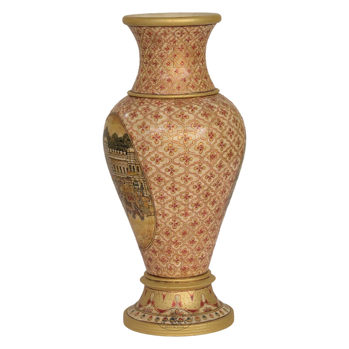 Wood and Camel Bone Painted Vase