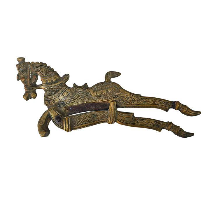 Decorative bronze horse figure on a white background