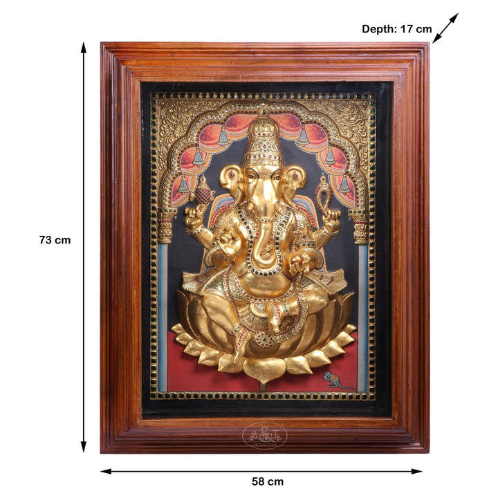 Tanjore Painting Ganesh Embossed