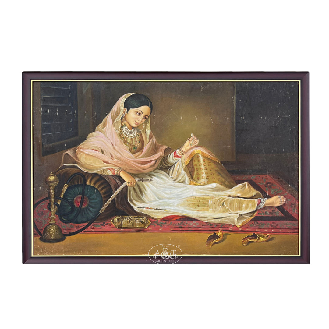 Royal Indian Woman Reclining With a Hookah