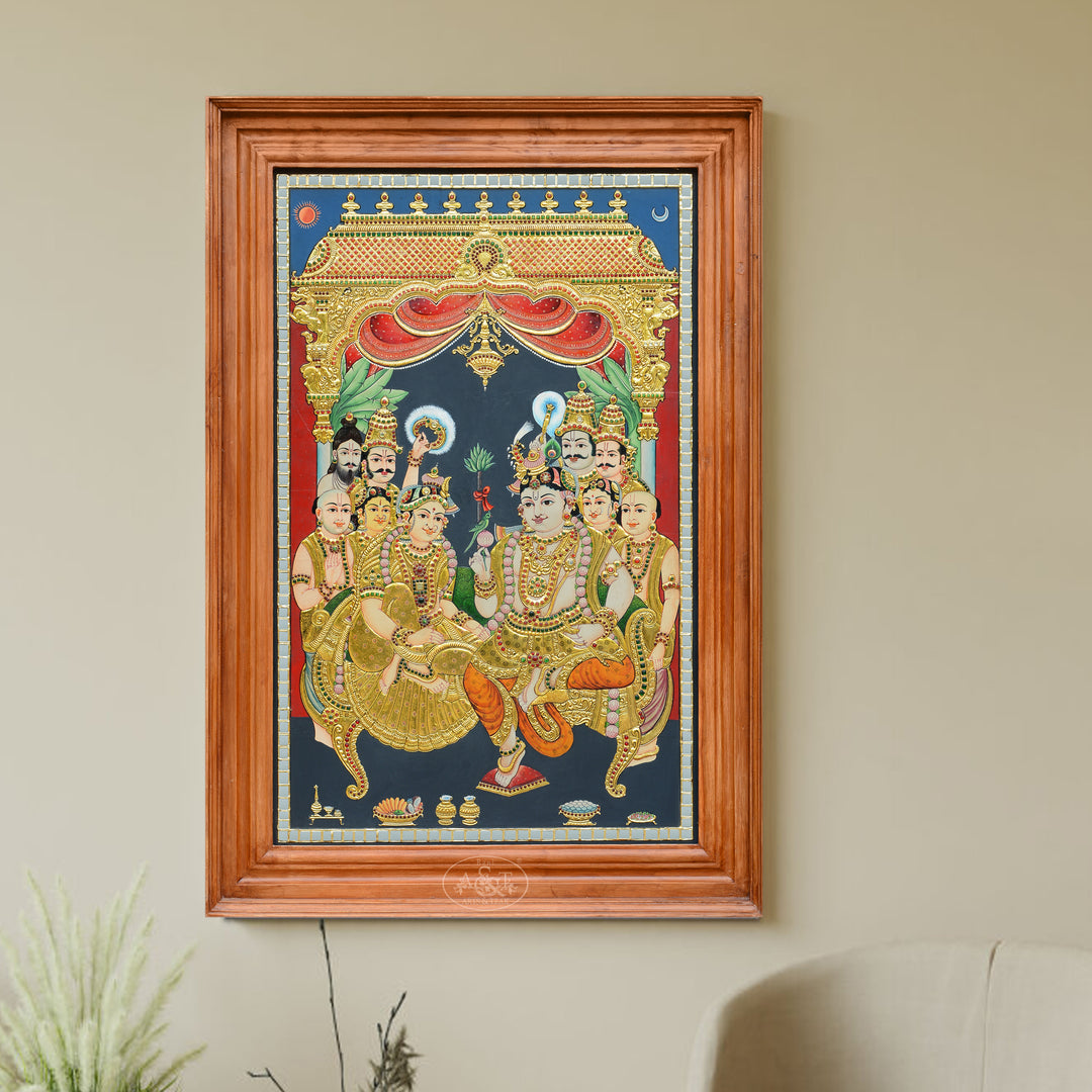 Tanjore Painting - Rukmani Krishna Betrothal