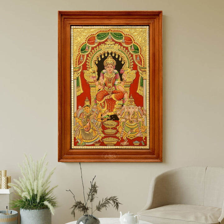 Tanjore Painting  - Ganesh, Lakshmi, Saraswathi