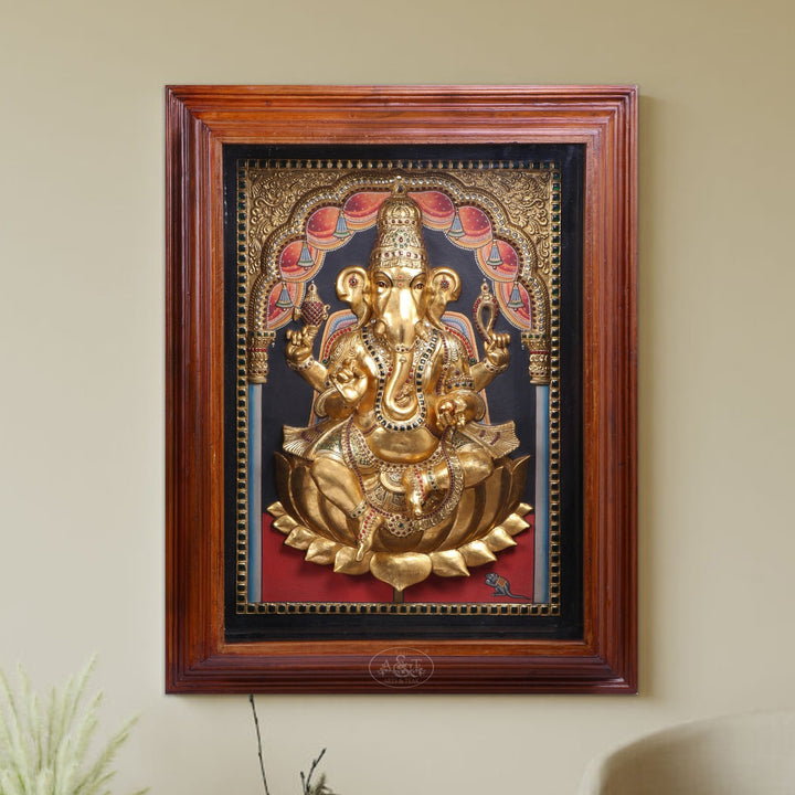 Tanjore Painting Ganesh Embossed