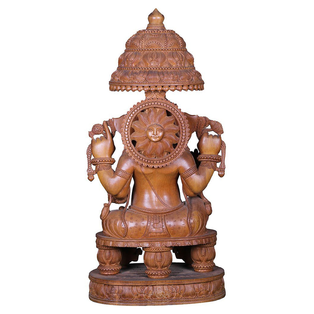 Wooden Ganesh Under Umbrella