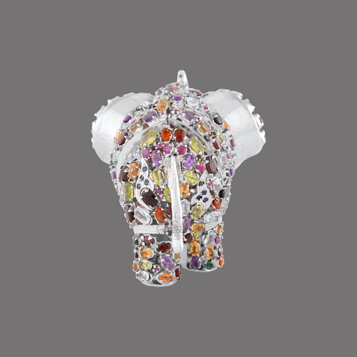 Silver Elephant Fitted with Semi Precious Stone