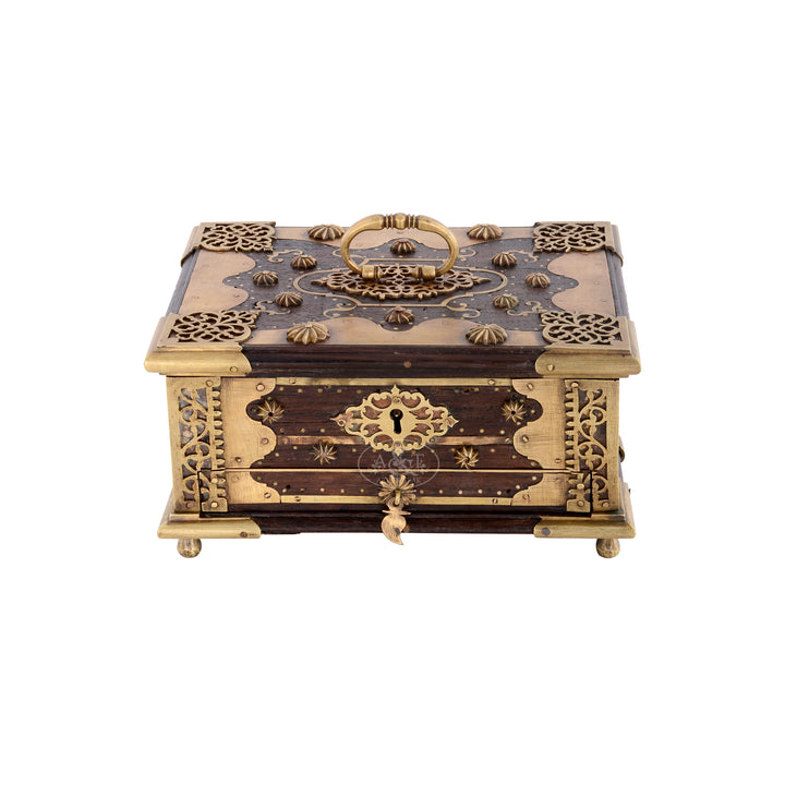 Rosewood Brass Fitted Jewellery Box