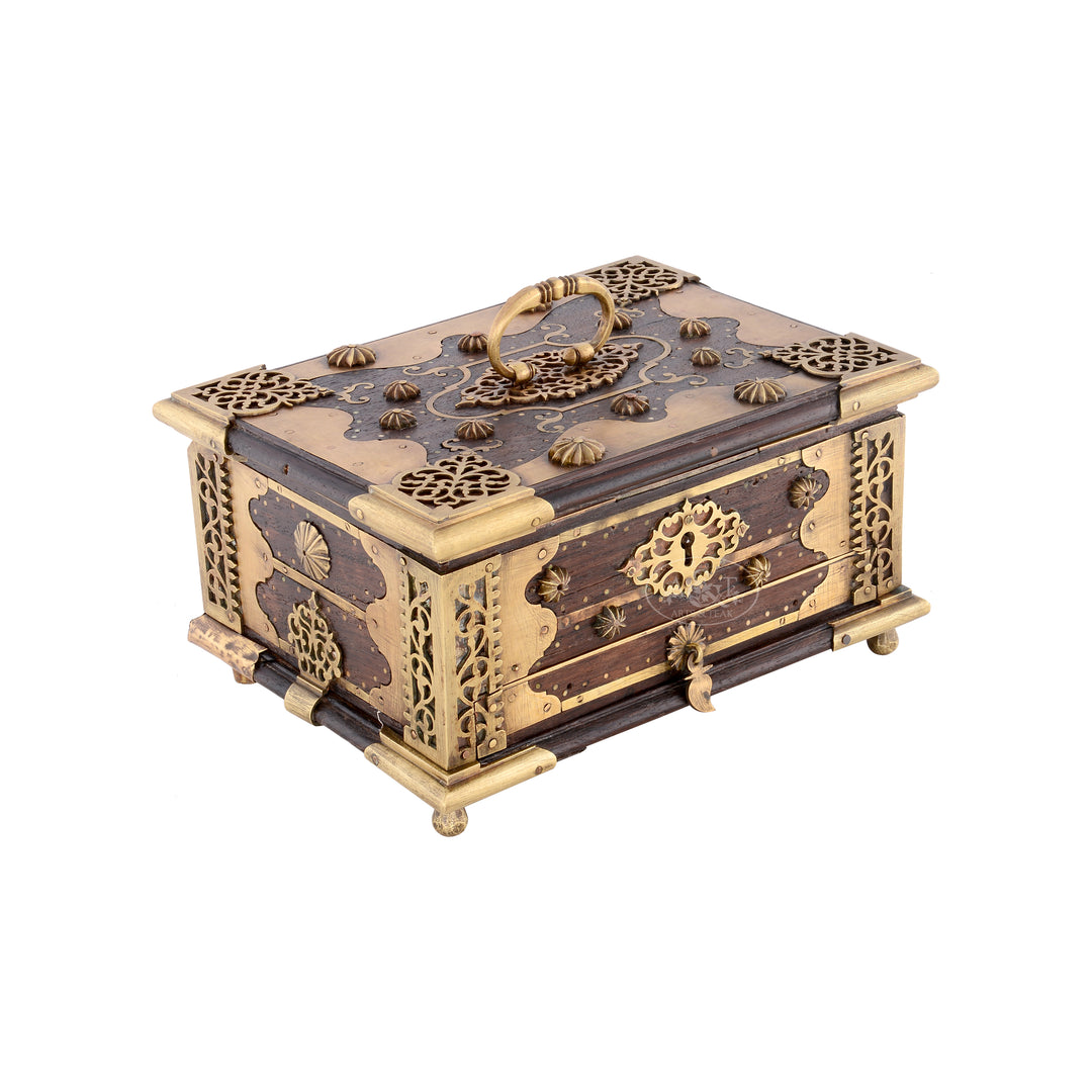 Rosewood Brass Fitted Jewellery Box