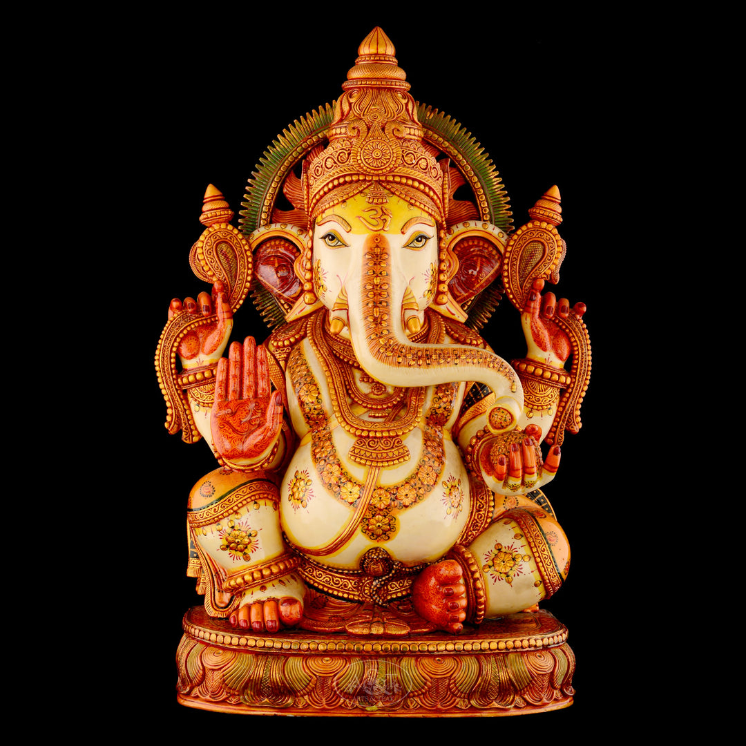 Marble Dust Seated Ganesh