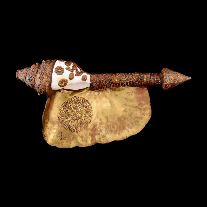 Tibetan Ritual Conch Shell - Copper Gold Plated