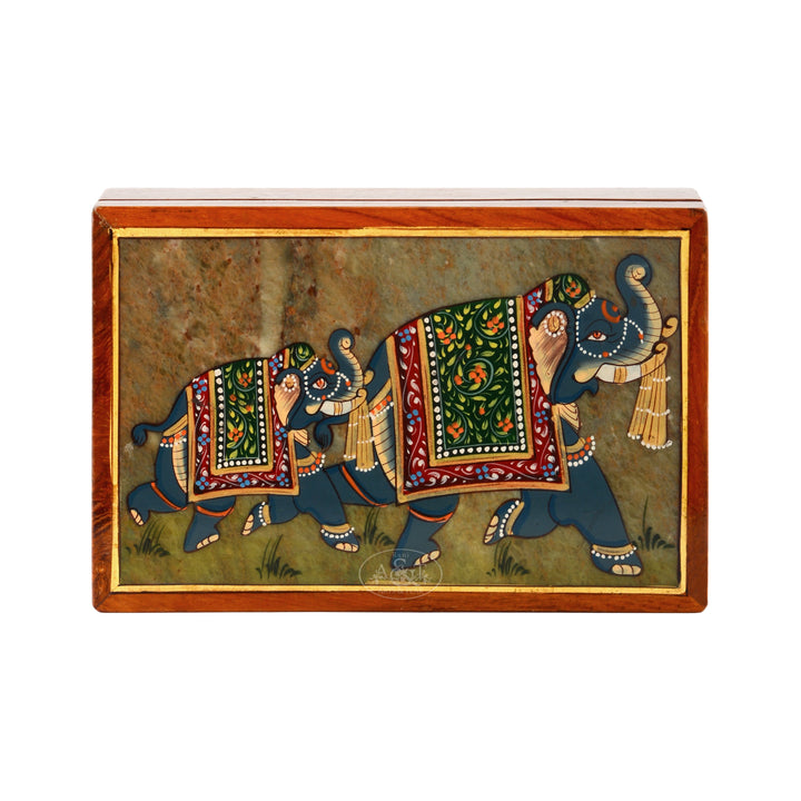 Wooden and Stone - Elephant Painted Box