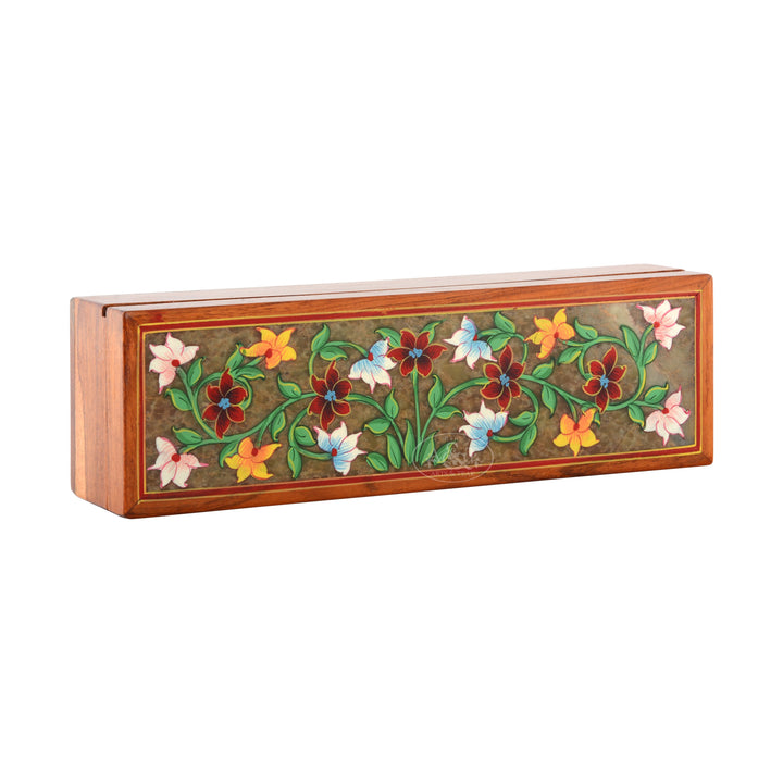 Stone Fitted Flower Wooden Box
