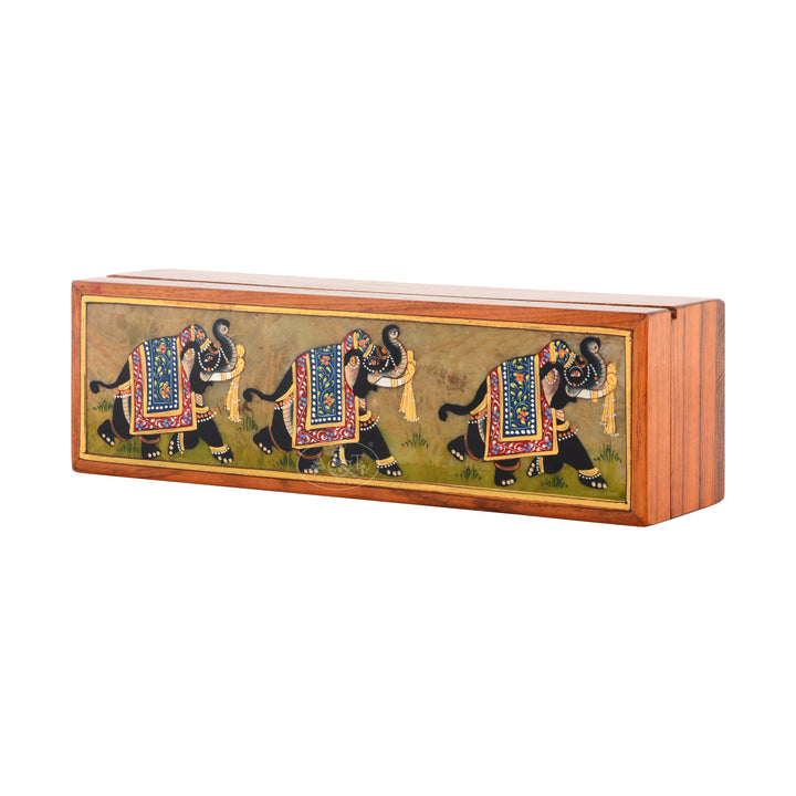 Wooden and Stone - Elephant Painted Box