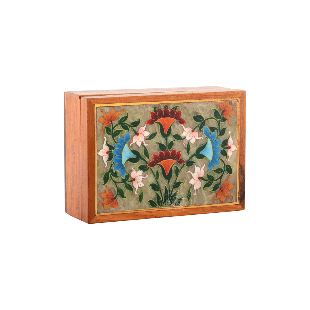 Wooden and Stone - Flower Painted Box