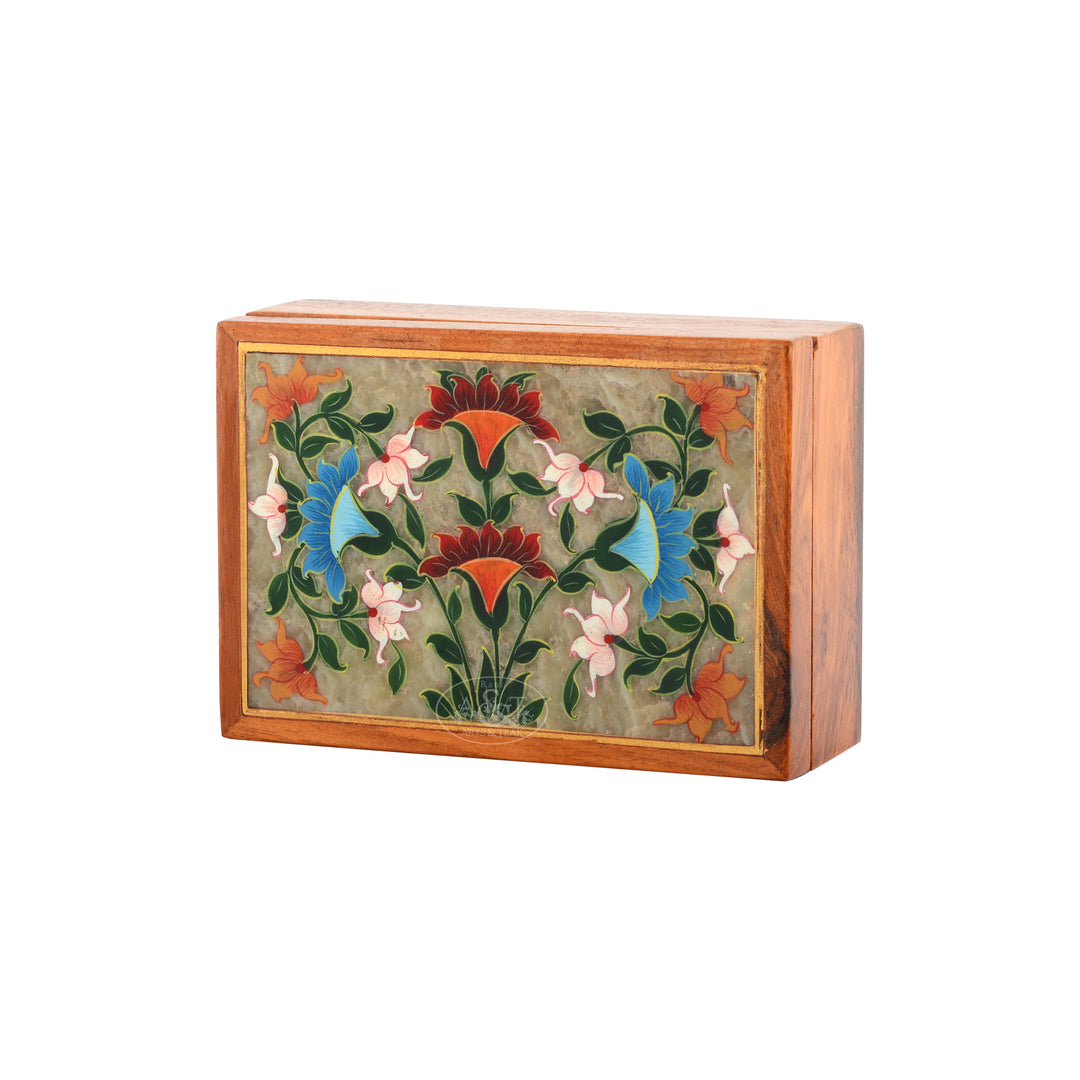 Wooden and Stone - Flower Painted Box