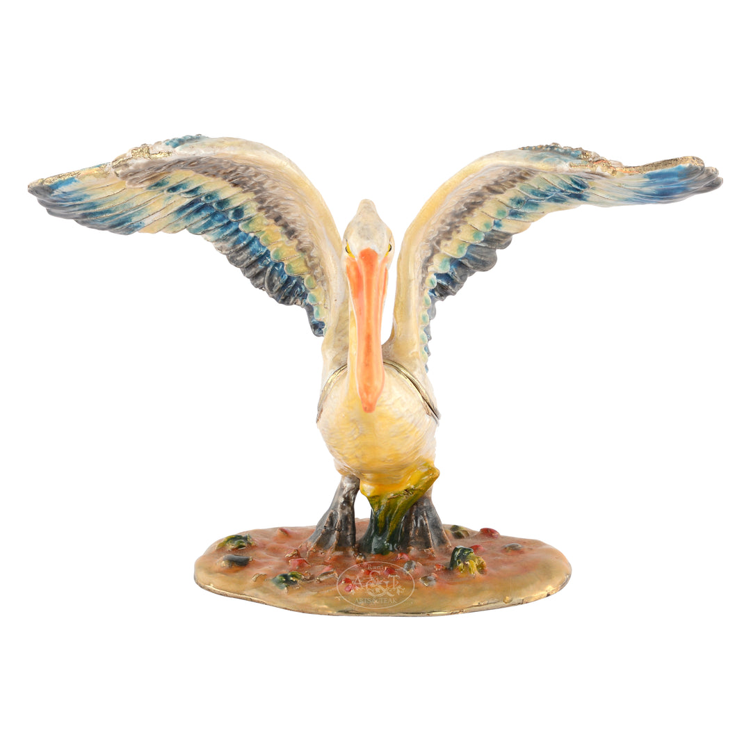Brass Enamel Pelican Wish Box