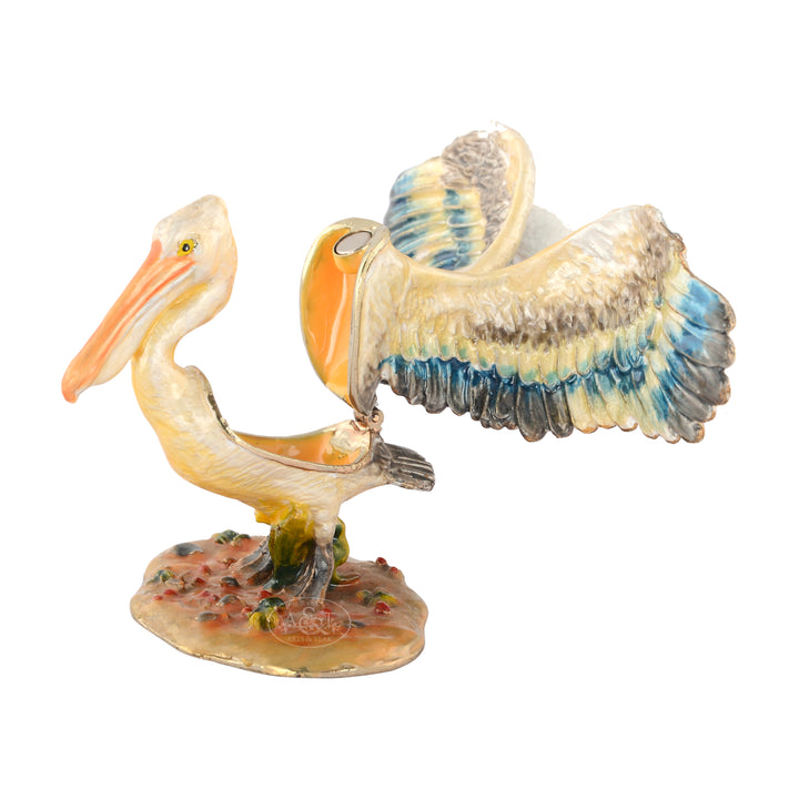 Brass Enamel Pelican Wish Box