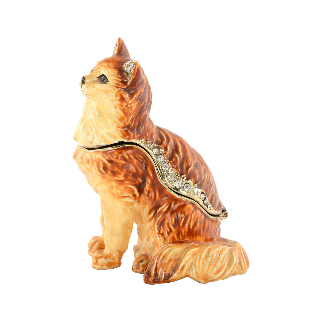 Brass Enamel Cat Wish Box