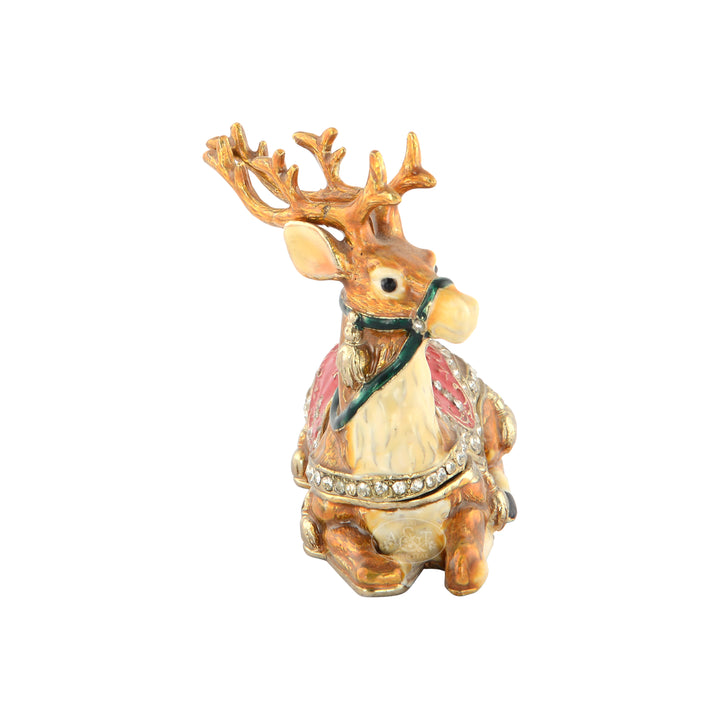 Brass Enamel Deer Wish Box