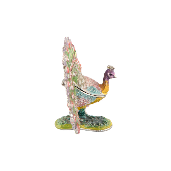 Brass Enamel Peacock Wish Box