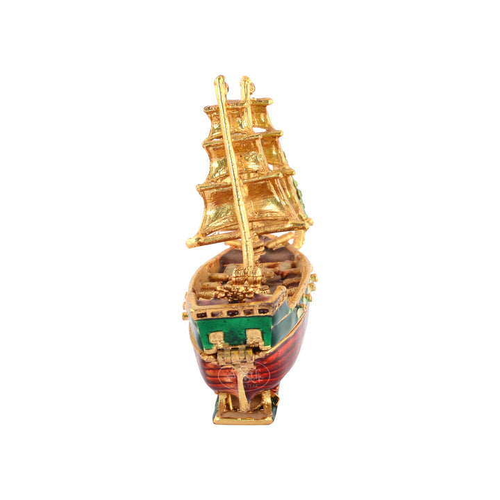 Brass Enamel Boat Wish Box