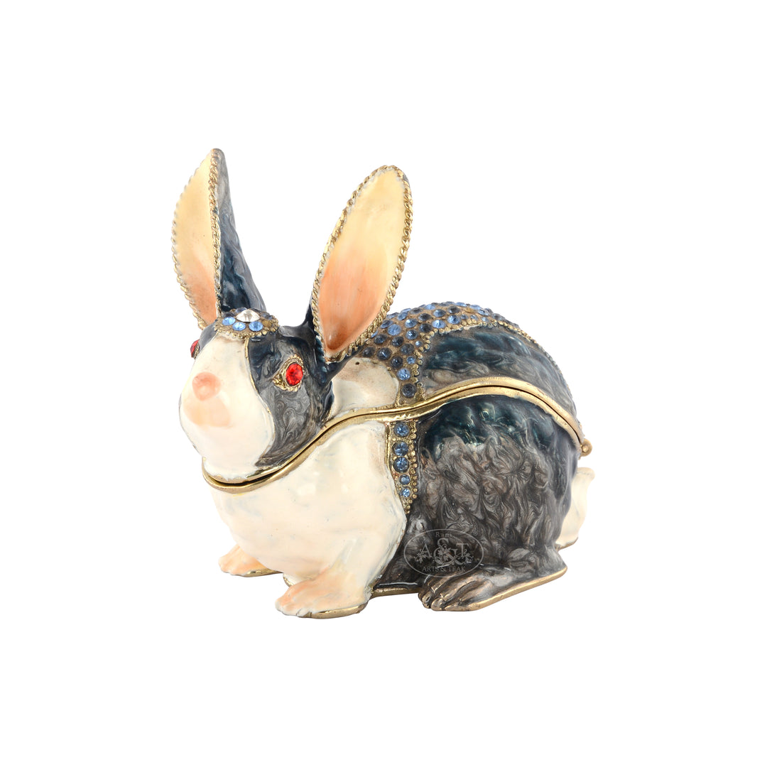 Brass Enamel Rabbit Wish Box