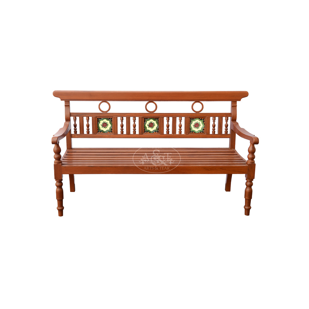 Teakwood Tile Fitted Chettinad Style Sofa Set ( Set of 3 Pieces )