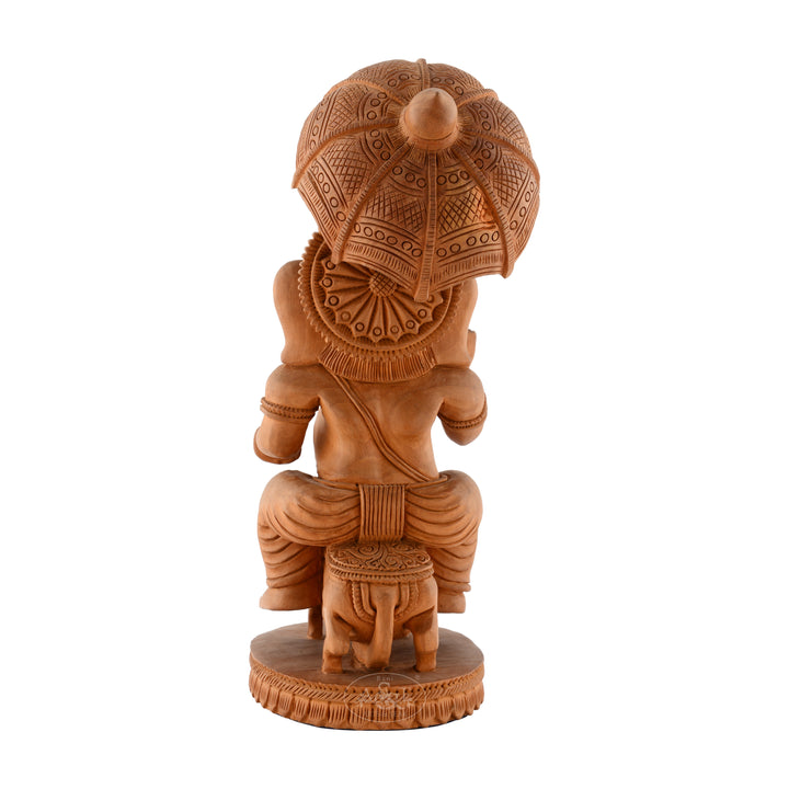 Wooden Ganesh Under Umbrella