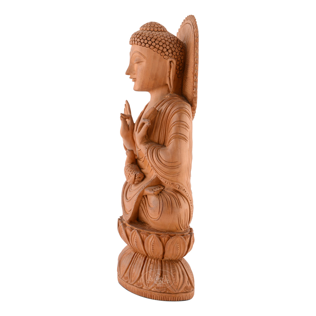 Wooden Buddha on Lotus