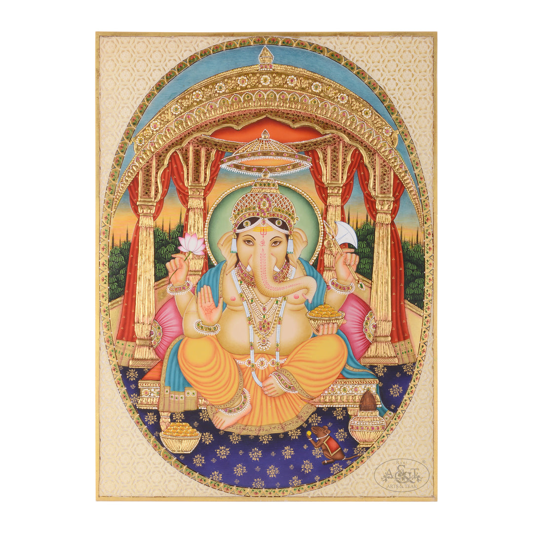 Miniature Painting on Synthetic Board -Ganesh