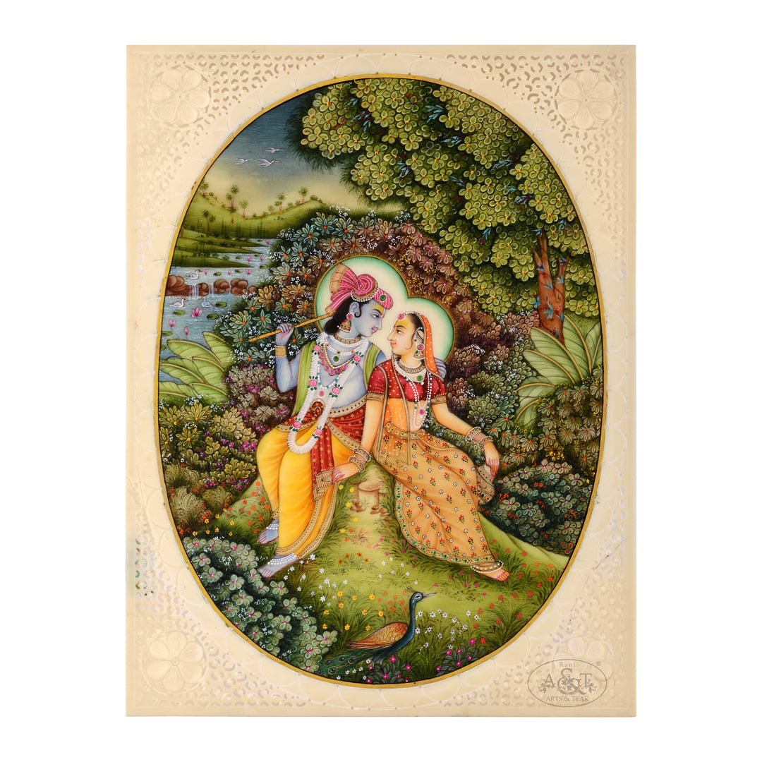 Miniature Painting on Synthetic Board - Radha Krishna
