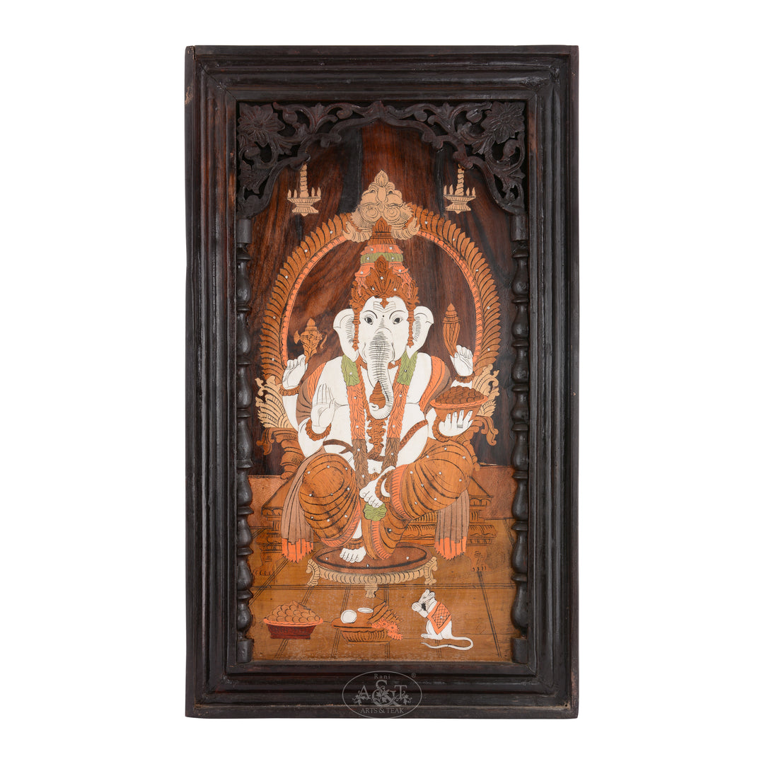 Rosewood Inlaid Panel - Ganesh