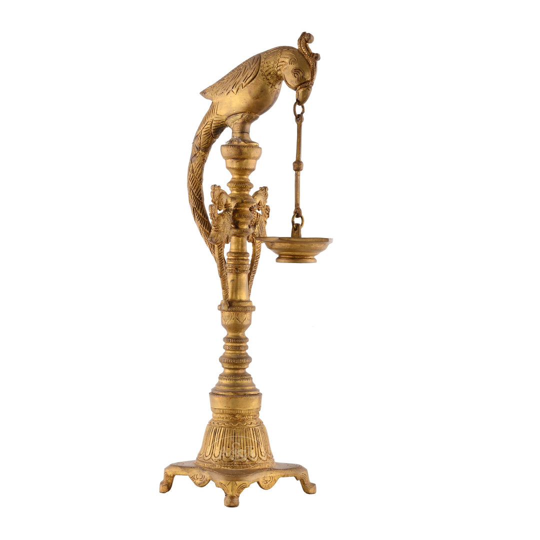 Brass Parrot Lamp with Stand (Pair)