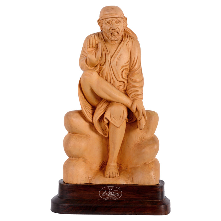 Wooden Seated Sai Baba