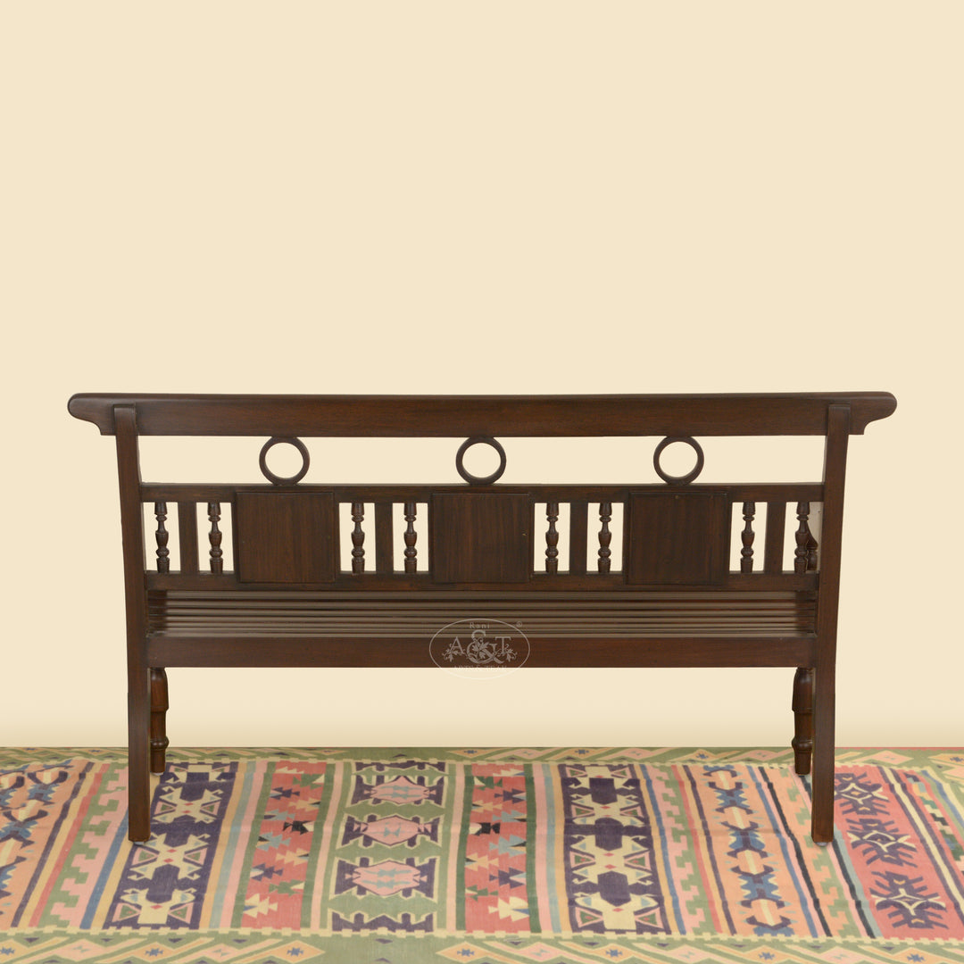 Teakwood Tile Fitted Garden Bench (Chettinad Style)