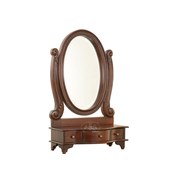 Mahogany Vanity Stand with Oval Mirror