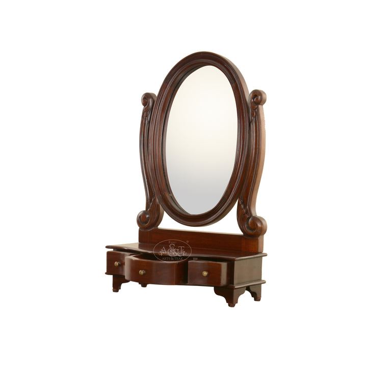 Mahogany Vanity Stand with Oval Mirror
