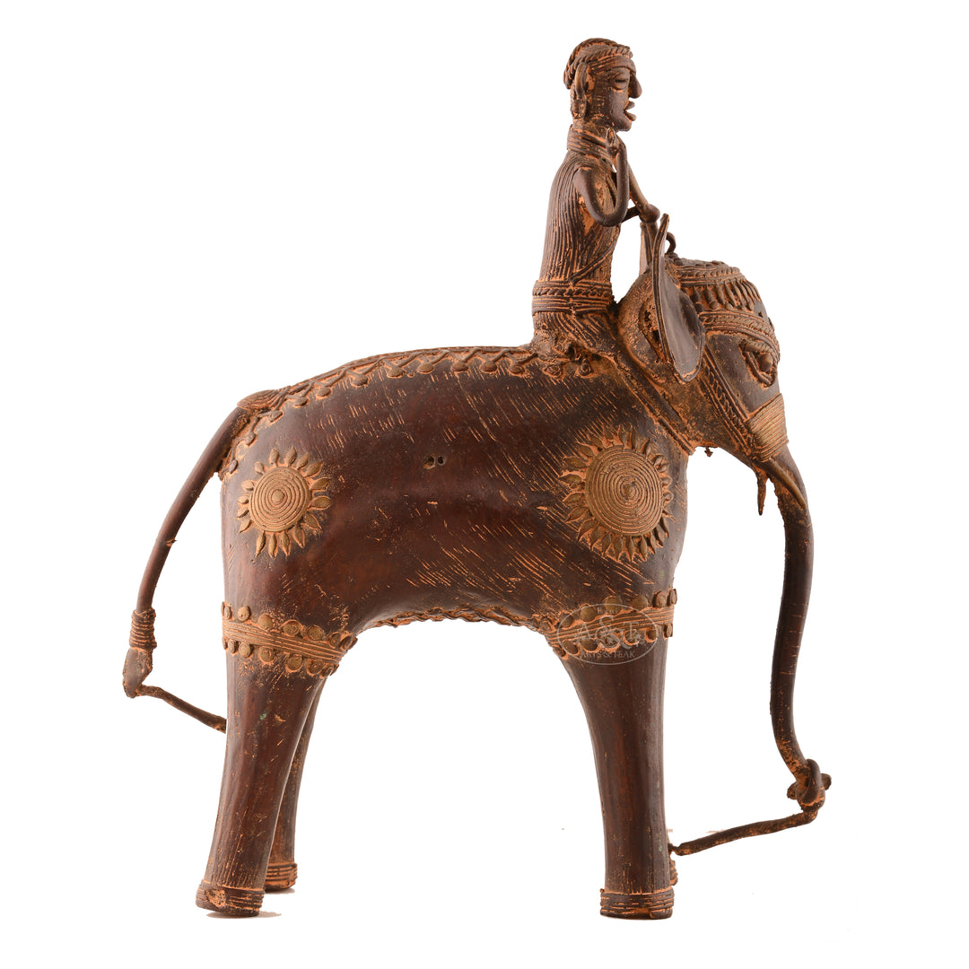 Bronze Tribal Elephant Rider (Dokra)