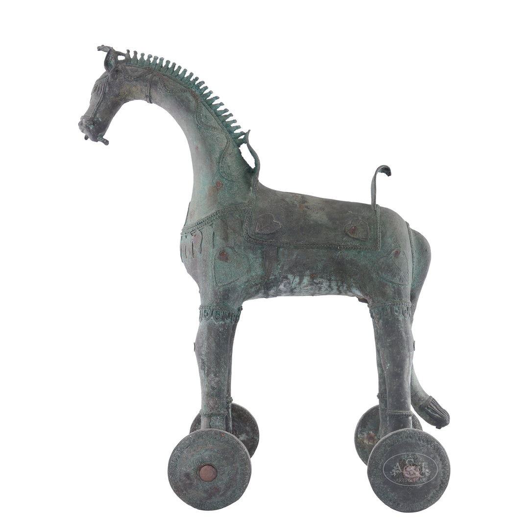 Bronze Horse on Wheels (Dokra)