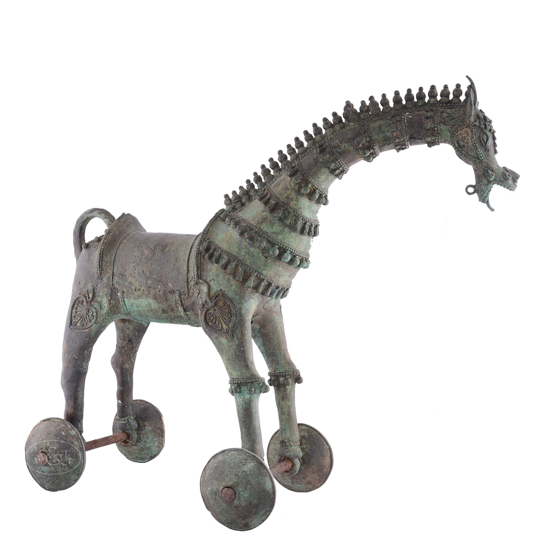 Bronze Tribal Horse on Wheels (Dokra)