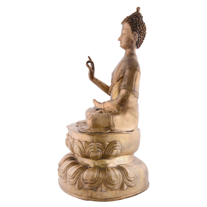 Brass Buddha Sitting on Lotus