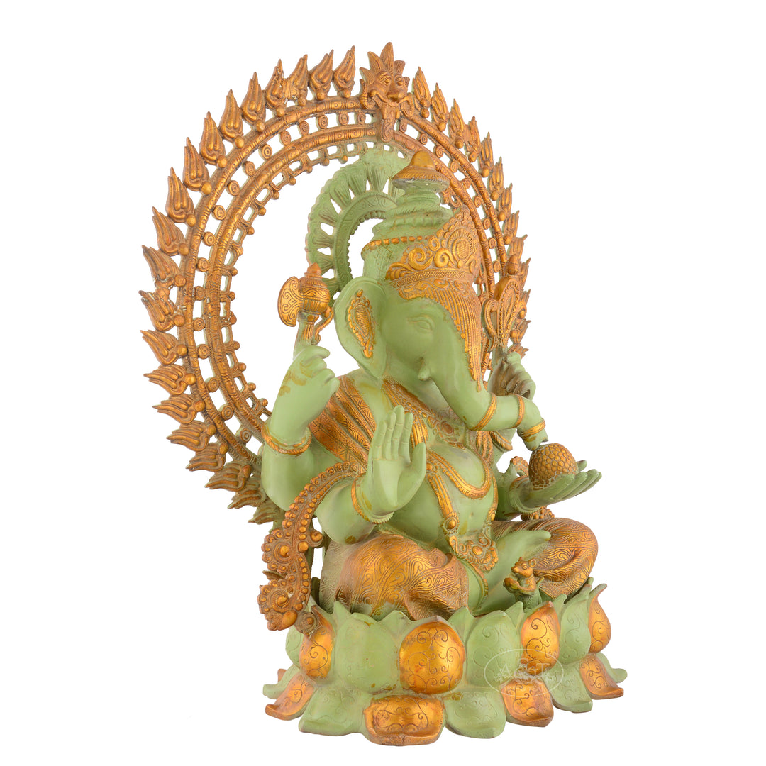 Brass Ganesh Seated on Lotus