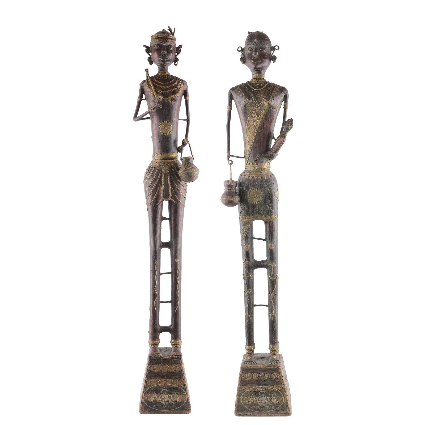 Bronze Tribal Couple (Dokra) - Rani Arts & Teak – RANI ARTS & TEAK