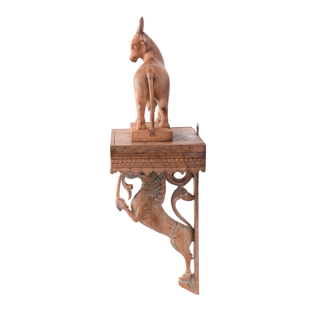 Wooden Wall Stand with Cow