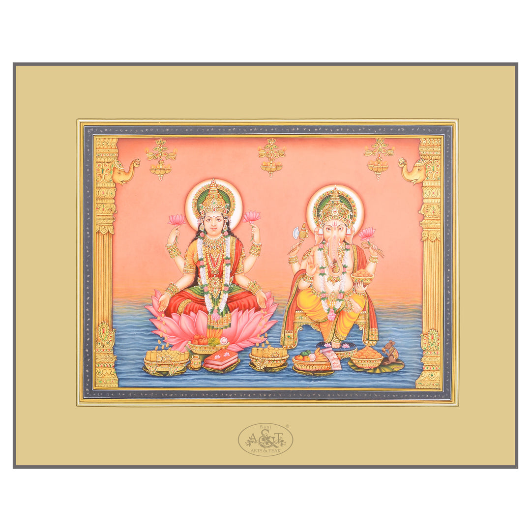 Painting on Paper - Ganesh & Lakshmi