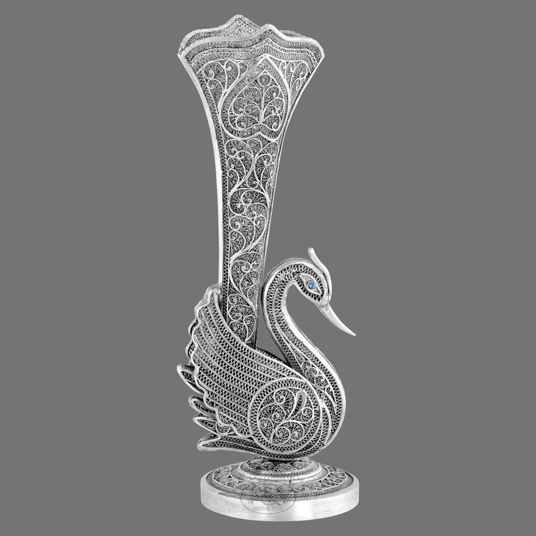 Silver Filigree Flower Vase Stand