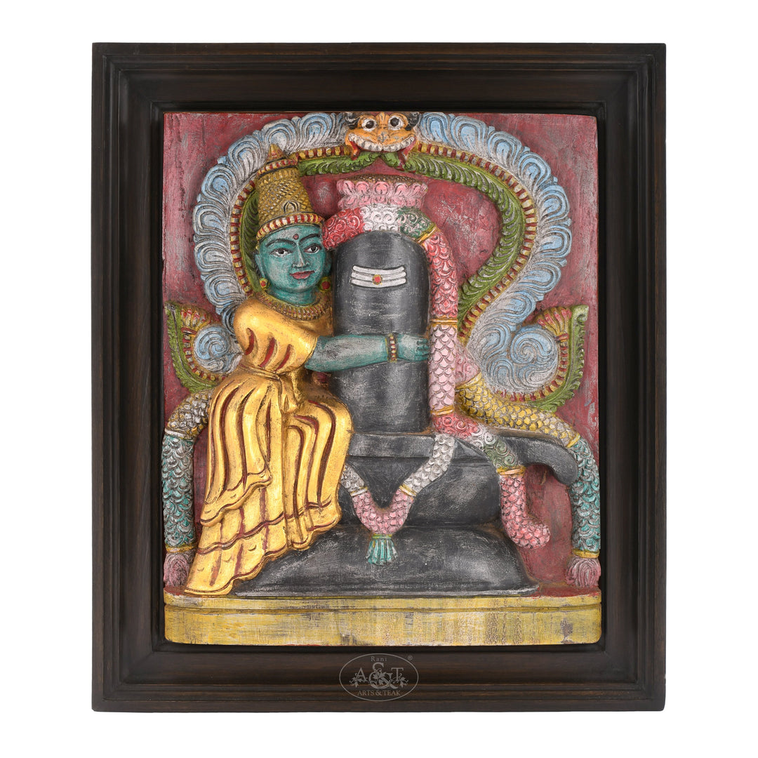 Wooden Wall Panel - Parvati with Shivling