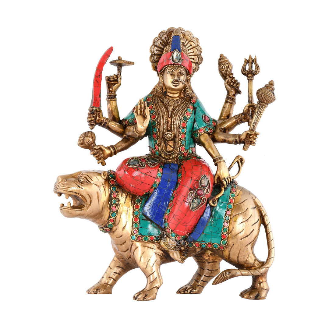 Durga with Semi Precious Stone