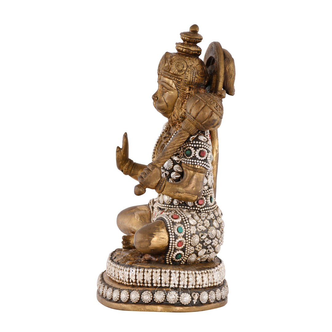 Brass Hanuman Fitted with Beads