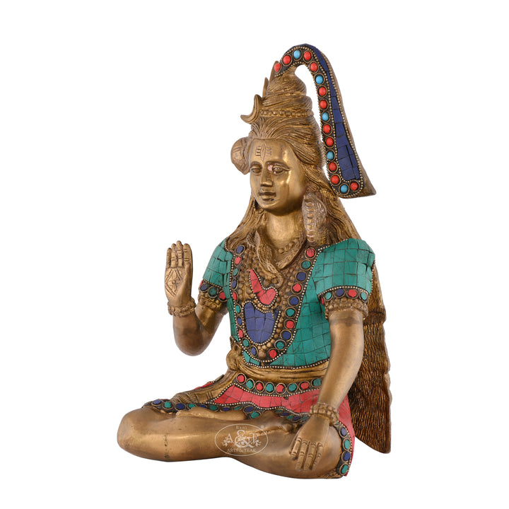 Brass Shiva Fitted with Semi Precious Stone